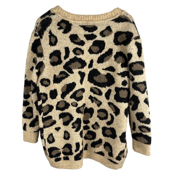 AQUA Long Length Cozy Animal Print Open Cardigan with Stretch Size Large - Picture 6 of 12